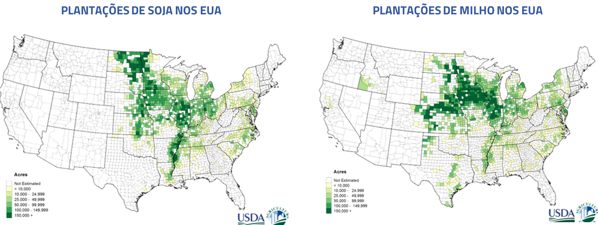 Plantações de Soja nos EUA | Plantações de milho nos EUA