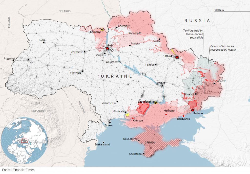 Mapa da Ucrânia: Confronto Rússia-Ucrânia: Outro pombo em um tabuleiro de xadrez